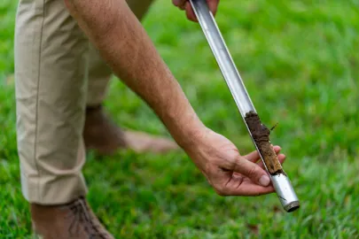 Pulling a soil core sample for lab testing in Baton Rouge, LA